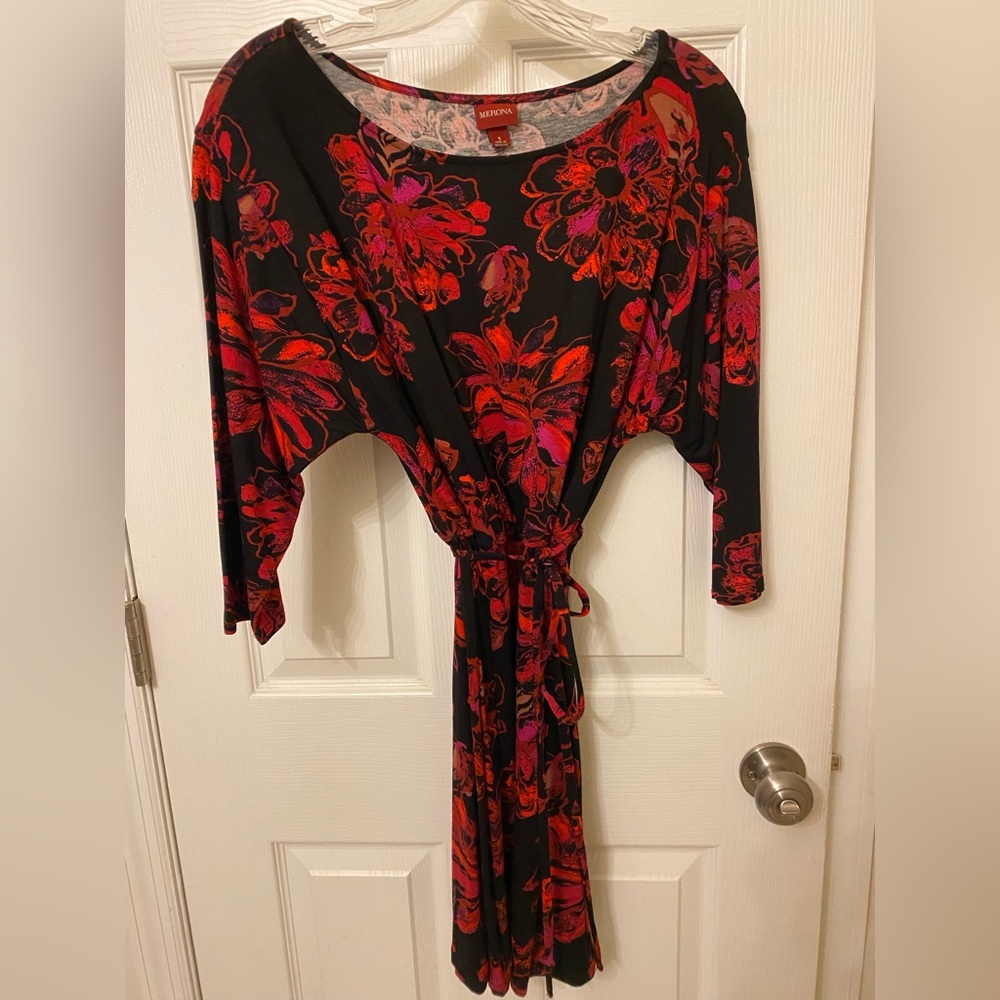 Black dress with red flowers